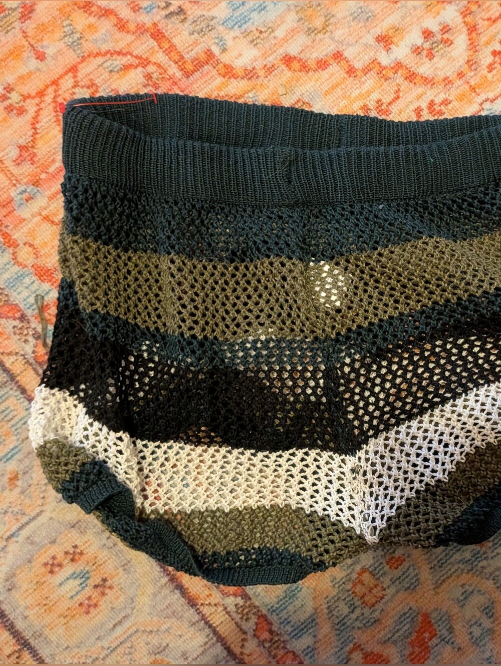 SHEIN Striped Crochet Mesh High-Waist Briefs in Black, Olive, White